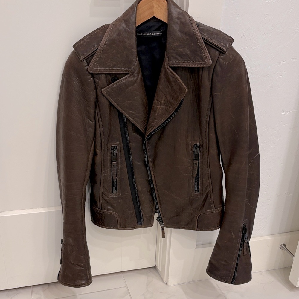 Balenciaga Leather Jacket Moto 2009 Khaki